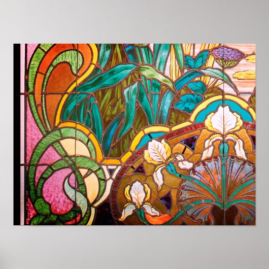 Art nouveau stained glass floral poster (Vorne)