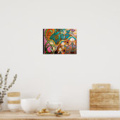 Art nouveau stained glass floral poster (Küche)