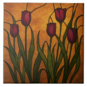 Art Nouveau Stained Glass Style Tulip Fliese (Vorderseite)