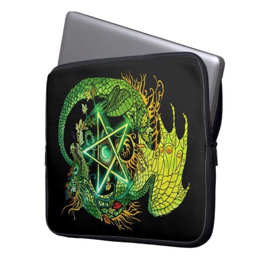 Art Nouveau Star/Pentagramm Dragon Laptopschutzhülle (Vorderseite Links)
