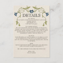 Art Nouveau Staubblau Marine Blumen Grüne Hochzeit