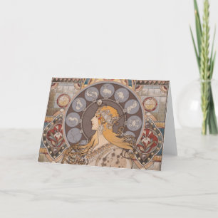 Art Nouveau Sternzeichen Hintergrund Falte Dan Dankeskarte