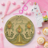 Art Nouveau Stiems Tulip Blume Kleine Blätter Pappteller (Party)