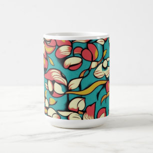 Art Nouveau Stil Floral in gedämpftem Rosa und Bla Kaffeetasse