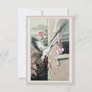 Art Nouveau Storch liefert Babyankündigung Ankündigung