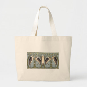 Art Nouveau Storks Jumbo Stoffbeutel