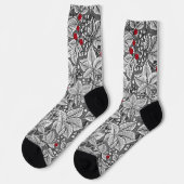 Art Nouveau Strawberries and Leaves, Silver Gray Socken (Linkes Detail)