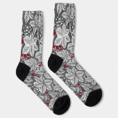 Art Nouveau Strawberries and Leaves, Silver Gray Socken (Rechts)