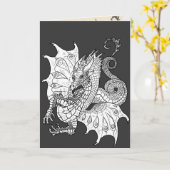 Art Nouveau Style Dragon~Grußkarte Karte (Gelbe Blume)