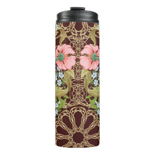 Art Nouveau Style Floral: Farbiges Vintages Muster Thermosbecher