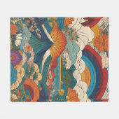 Art Nouveau Style Mountain Sky Floral Landschaft Fleecedecke (Vorderseite (Horizontal))