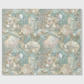 Art Nouveau Style Seashells Wiederholung Muster Geschenkpapier (Flach)