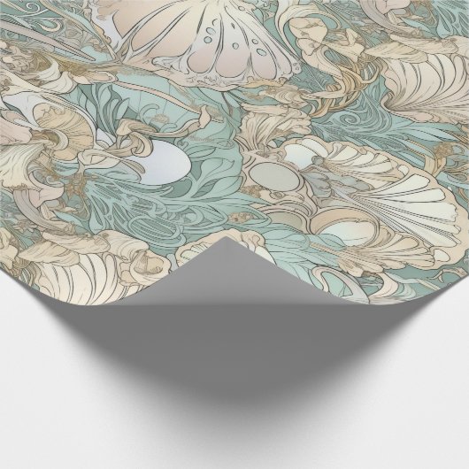 Art Nouveau Style Seashells Wiederholung Muster Geschenkpapier (Ecke)