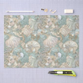 Art Nouveau Style Seashells Wiederholung Muster Seidenpapier (Handwerk)