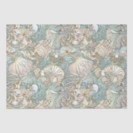 Art Nouveau Style Seashells Wiederholung Muster Seidenpapier