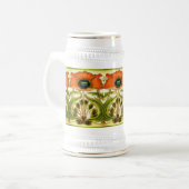 ART NOUVEAU STYLIZED GREEN RED POPPY BIERGLAS (Vorderseite Links)