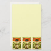 ART NOUVEAU STYLIZED GREEN RED POPPY BRIEFPAPIER (Vorne/Hinten)