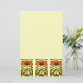 ART NOUVEAU STYLIZED GREEN RED POPPY BRIEFPAPIER (Stehend Vorderseite)