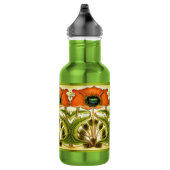 ART NOUVEAU STYLIZED GREEN RED POPPY TRINKFLASCHE (Rechts)