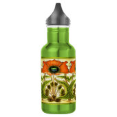 ART NOUVEAU STYLIZED GREEN RED POPPY TRINKFLASCHE (Links)
