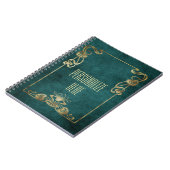 Art Nouveau Suede Look elegante goldgrüne Lotus Notizblock (Linke Seite)