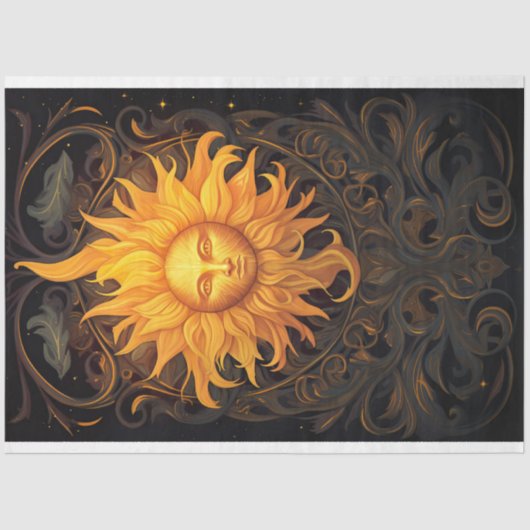 Art Nouveau Sun 1 Decoupage Seidenpapier (Vorderseite)