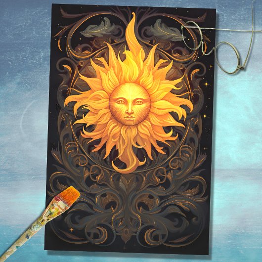 Art Nouveau Sun 1 Decoupage Seidenpapier