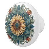 Art Nouveau Sunflower Medallion Keramikknauf (Rechts)