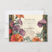 Art Nouveau Sunset Floral Wedding Dankeskarte (Vorderseite)
