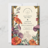 Art Nouveau Sunset Floral Wedding Einladung (Vorderseite)