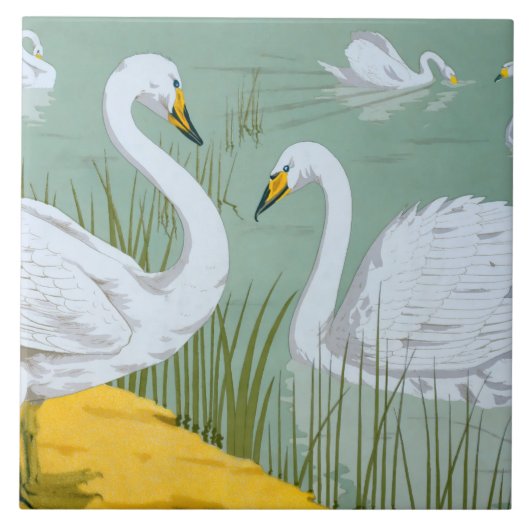 Art Nouveau Swans Fliese (Vorderseite)
