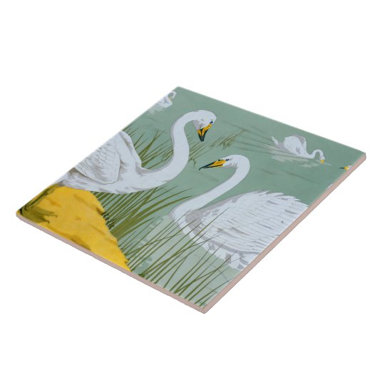 Art Nouveau Swans Fliese (Seite)
