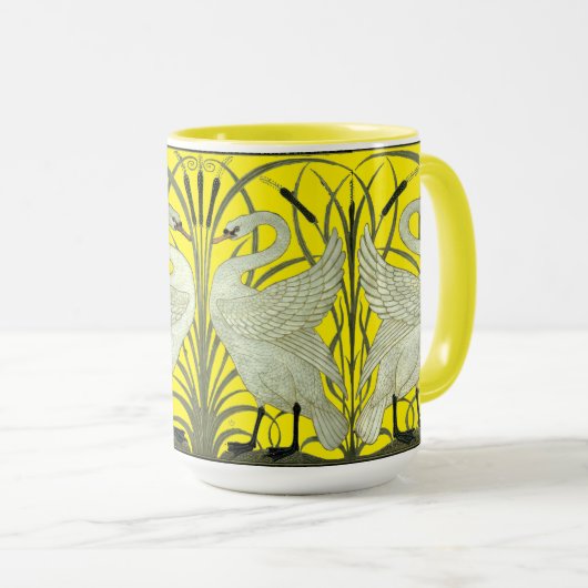 Art Nouveau Swans Frieze Pattern von Walter Crane Tasse (VorderseiteRechts)