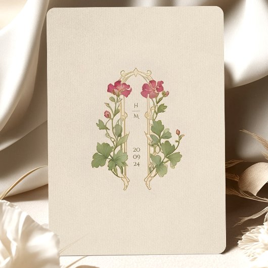 Art Nouveau Sweet Pea Floral Wedding Einladung