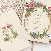 Art Nouveau Sweet Pea Floral Wedding Einladung