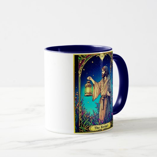 Art Nouveau Tarot Card, The Hermit Tasse (VorderseiteRechts)