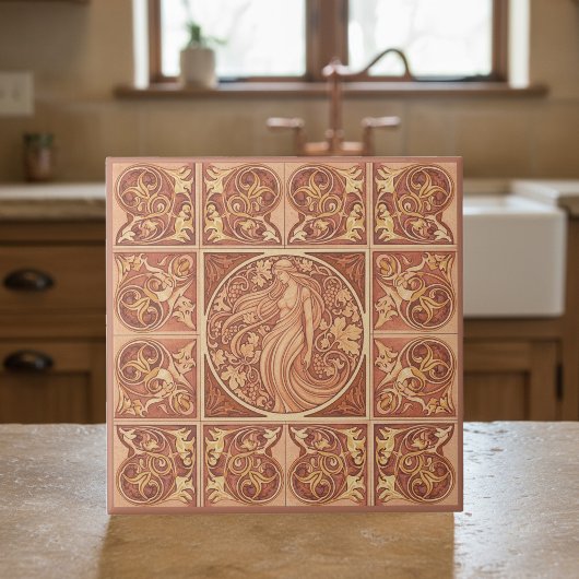 Art Nouveau Terra Cotta Muse Pat#6 ID1193 Fliese