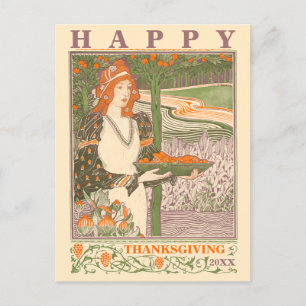 Art Nouveau Thanksgiving im viktorianischen Zeital Feiertagspostkarte