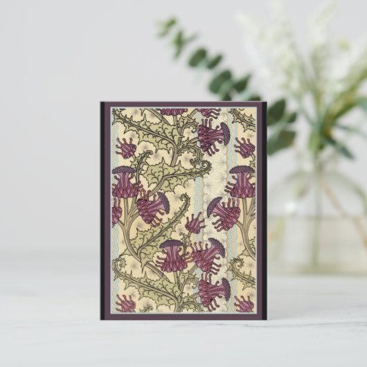 Art Nouveau Thistle Blume Postkarte (Stehend Vorderseite)