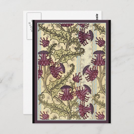 Art Nouveau Thistle Blume Postkarte (Vorne/Hinten)