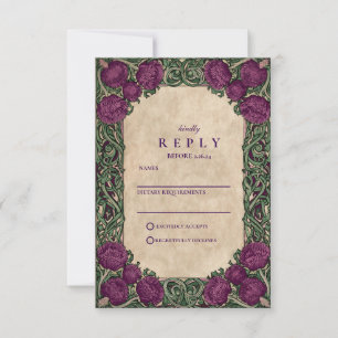 Art Nouveau Thistle Wedding RSVP Karte
