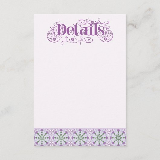 Art Nouveau Thistle Wheel Lilac Horizontal Begleitkarte (Vorderseite)