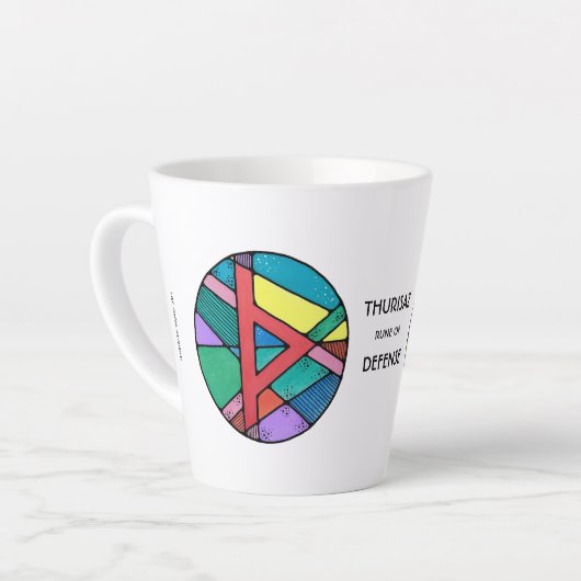 Art Nouveau Thurisaz Rune Latte Tasse - VERTEIDIGU (Linke Ecke)