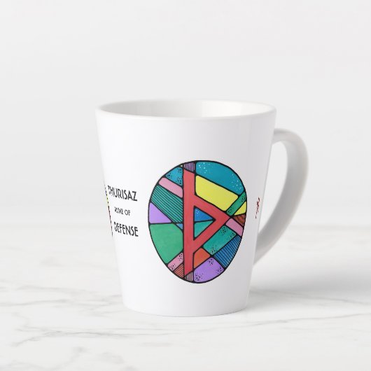Art Nouveau Thurisaz Rune Latte Tasse - VERTEIDIGU (Rechte Ecke)