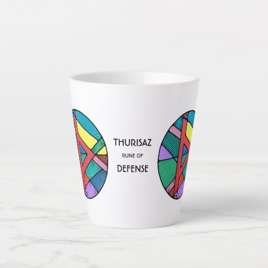 Art Nouveau Thurisaz Rune Latte Tasse - VERTEIDIGU (Vorderseite)