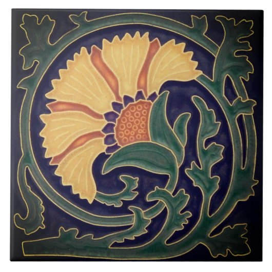 Art Nouveau Tile - Blumendesign Fliese (Vorderseite)