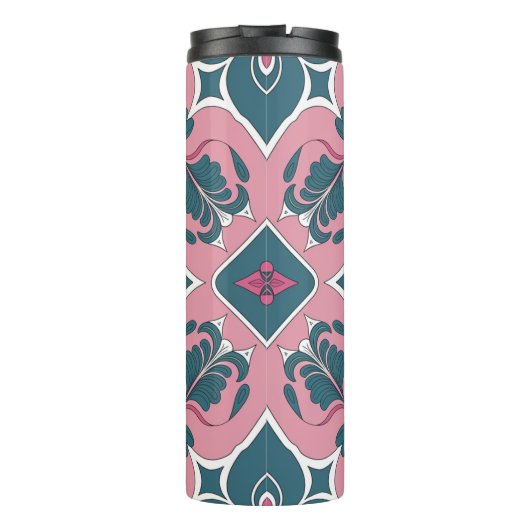 Art Nouveau Tile Floral Pattern Thermosbecher (Rückseite)