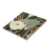 Art Nouveau Tiles - White Water Lily Blossom Fliese (Seite)