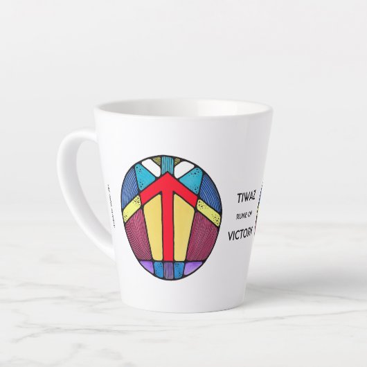 Art Nouveau Tiwaz Rune Latte Tasse - Sieg! (Linke Ecke)