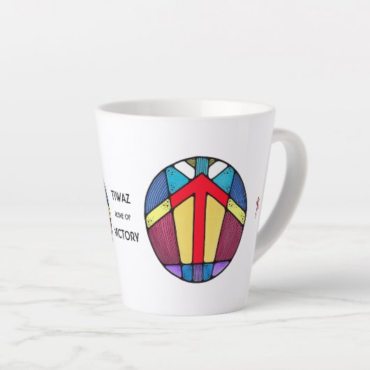 Art Nouveau Tiwaz Rune Latte Tasse - Sieg! (Rechte Ecke)